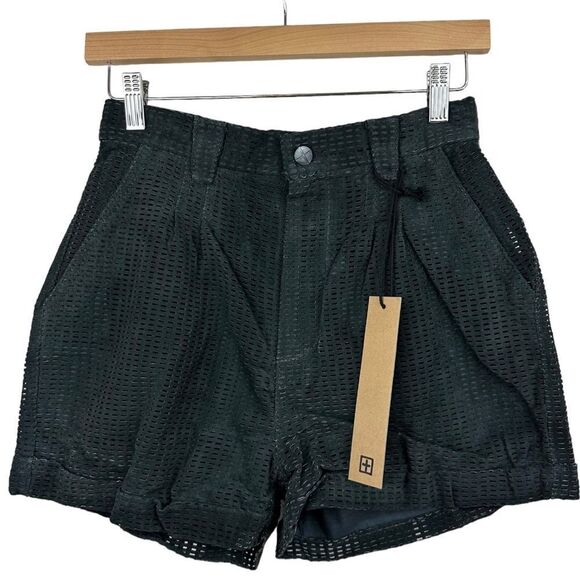 Ksubi Perforated Short 100% Leather Suede NWT Charcoal Small - Picture 1 of 7